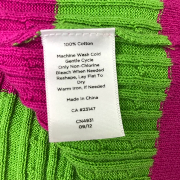 Talbots PS Pink and Green Striped Sleeveless Shell Top Petite Small - Picture 6 of 6